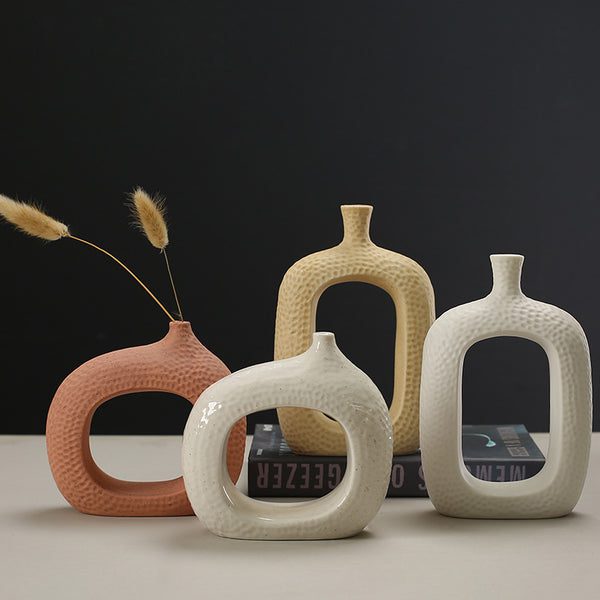 Nordic ins high-end ceramic creative home ornament porch ceramic vase living room coffee table decoration flower ware