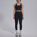 Naked-feel, form-fitting, quick-dry yoga set with a sexy racerback sports bra, high-waisted leggings, and butt-lifting design, perfect for outdoor running and fitness