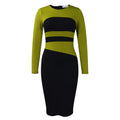 D397 european and american women's clothing  new fashion elegant and chic slim-fit ol color block bodycon plus size african dress