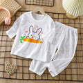 Kids' 100% cotton loungewear set - lightweight, breathable, three-quarter sleeve, air conditioning suit for boys and girls, baby summer long-sleeve pajamas