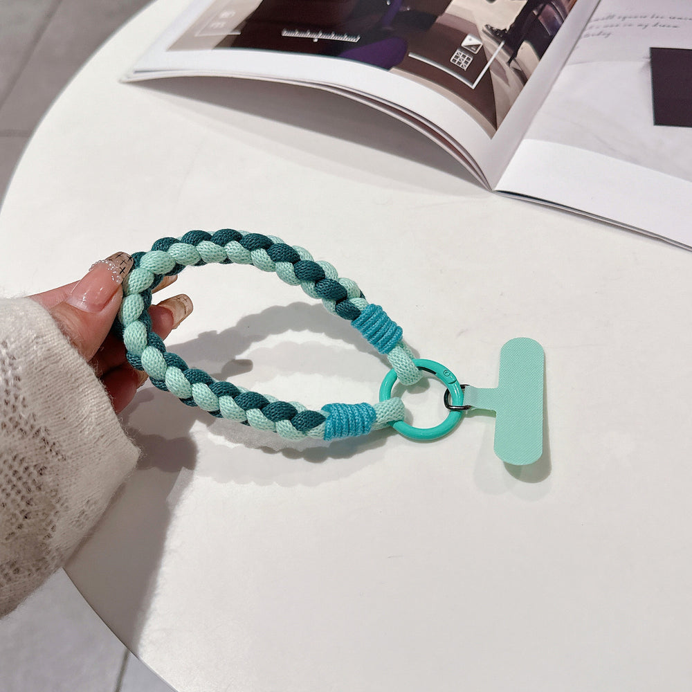 Colorful braided rope mobile phone creative short lanyard wrist nylon accessories satchel twist hanging ornaments cartoon finger ring