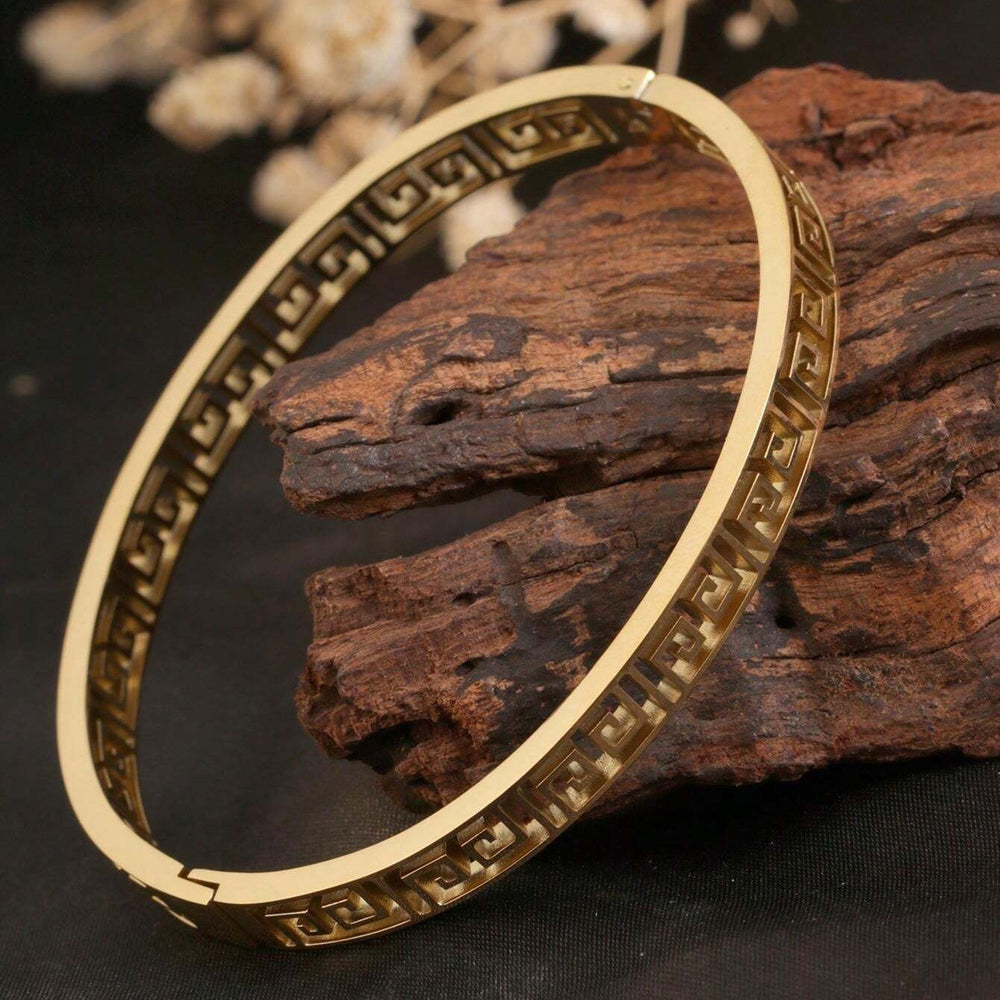 Great wall pattern stainless steel bracelet women's retro palace style ins niche design accessible luxury classy sense of design bracelet