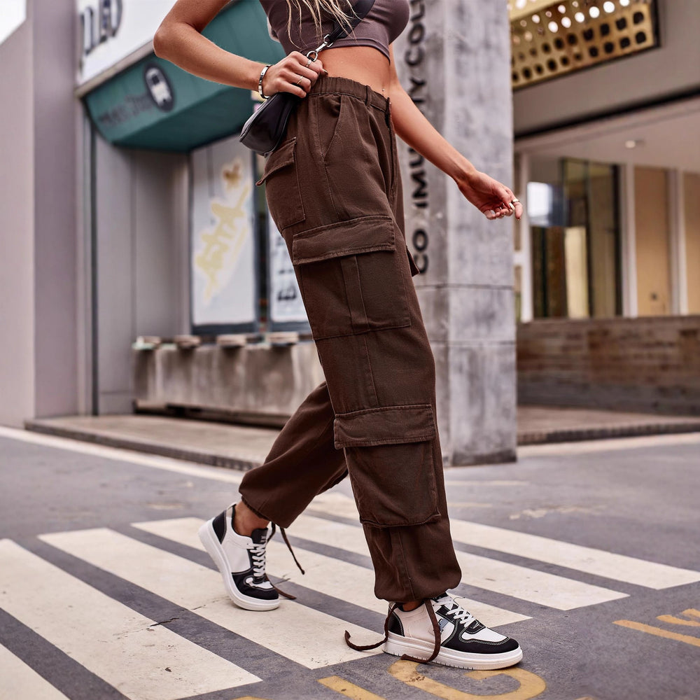 cross-border fashion: european & american style women's denim cargo pants - new  listing, relaxed fit with drawstring design, casual activewear