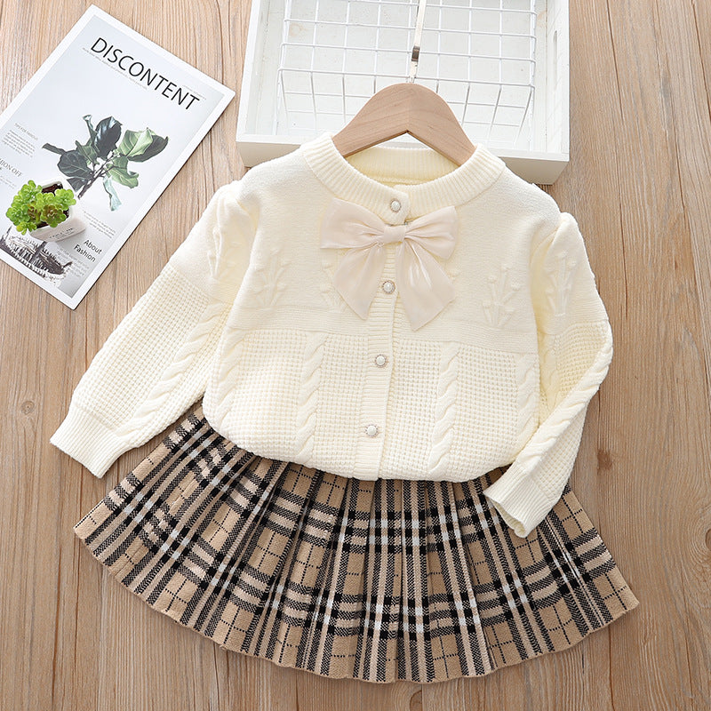 Girls' cardigan sweater set - two-piece autumn  collection - baby girl outerwear - chanel-inspired girls' outfit