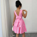 european and american cross-border bowknot backless sleeveless tank dress with cinched waist