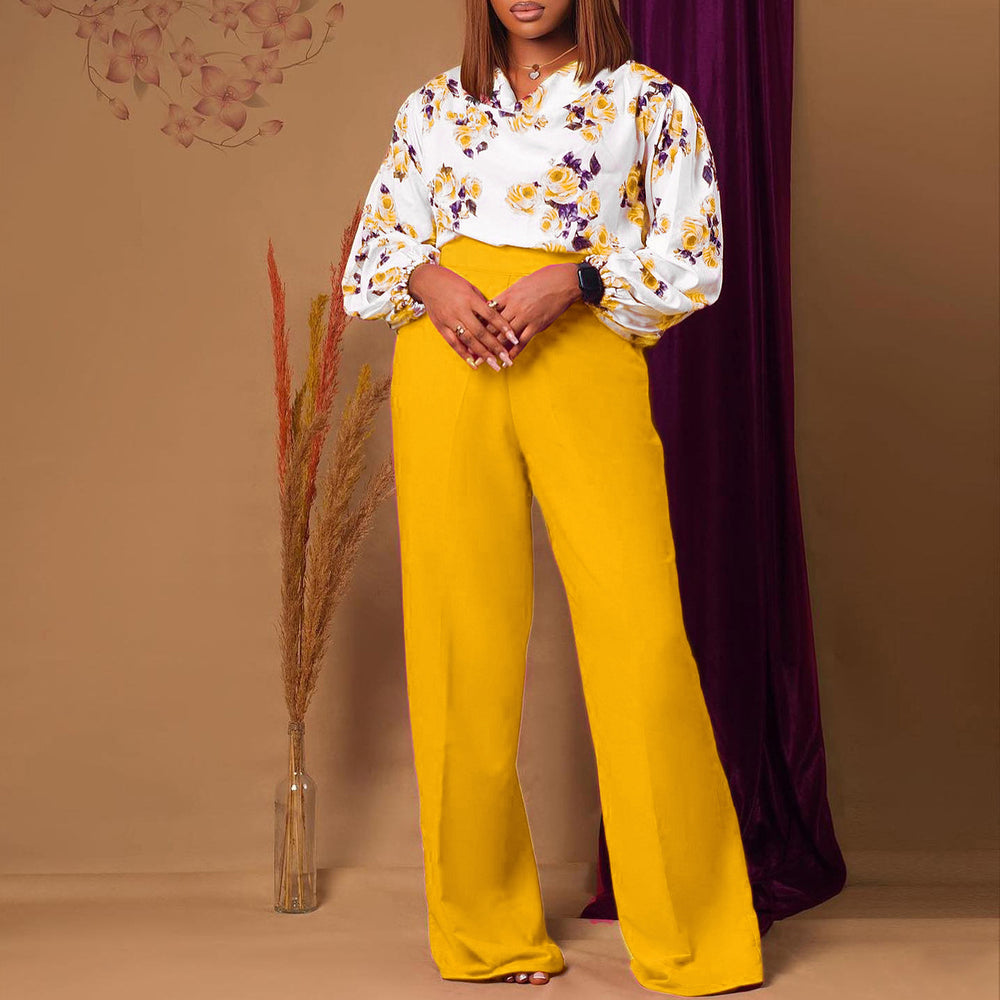 D3235exportplus size women's clothingnew arrivalfashionprinting strappytopsloose pantsoltwo-piece setfashionsuit