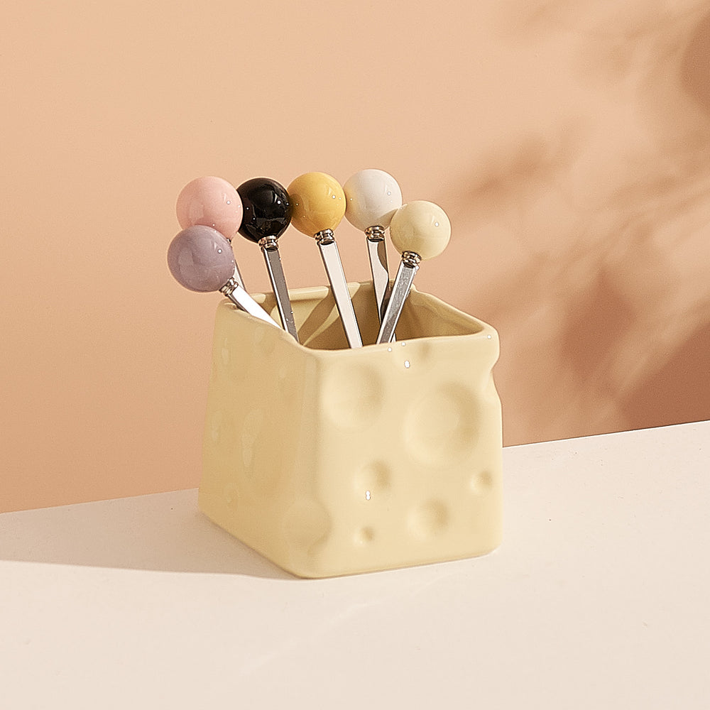 Cheese and fruit fork jar suitfor homeclassy good stuff exquisite afternoon tea dessert fork spoon ceramic handle fruit spoon