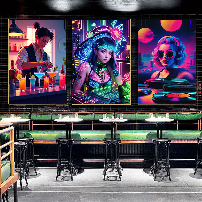 Bar luminous decorative painting ktv box atmosphere led hanging painting nightclub club trend creative neon mural
