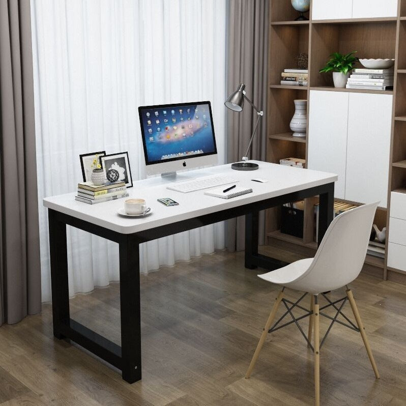Rounded corner computer desk - desktop home student study table - commercial bean bag desk - modern minimalist office desk