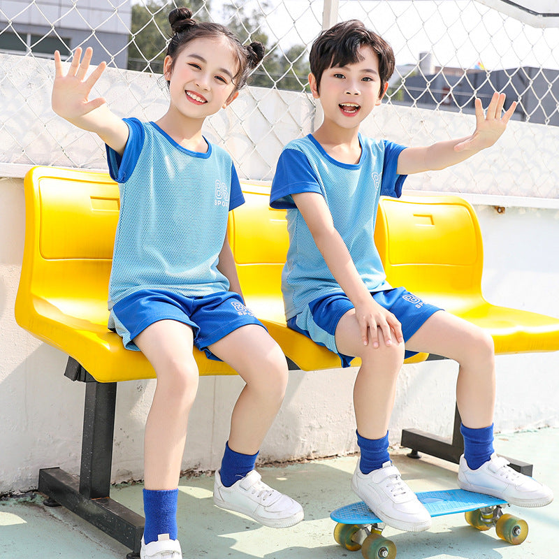 Kids' summer outfit: boys' tank top set, quick-dry athletic mesh, big kids' sleeveless, baby summer two-piece set for girls