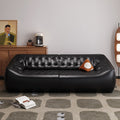 Bean bag sofa retro oil wax leather medieval style designer living room straight row three-person slotaccessible luxury first-layer cowhide sofa