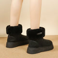 autumn new fleece-lined fluffy trim platform chunky sole snow boots women's korean style round toe warm export plus size women's boots