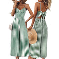 Ready-to-ship cross-border women's fashion jumpsuit: european and american style, spaghetti strap, open back, large bow detail