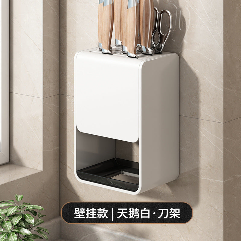 Kitchen chopstick tube rack non-punching wall-mounted wall drain acrylic chopstick cage chopstick basket storage box knife holder