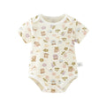 Short-sleeve floral bear romper