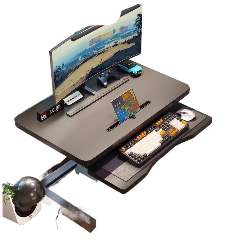 Adjustable height laptop desk with monitor stand for office workstation
