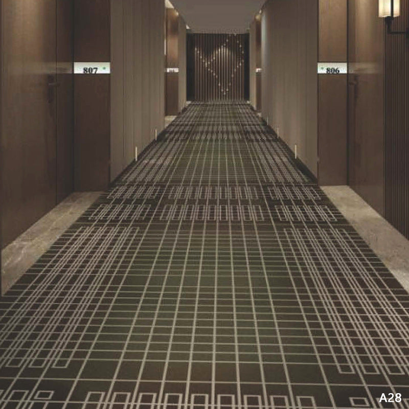 Custom hotel carpet for hallways and aisles, hotel guest room bedside rug, thickened nylon b1 flame retardant full coverage floor mat