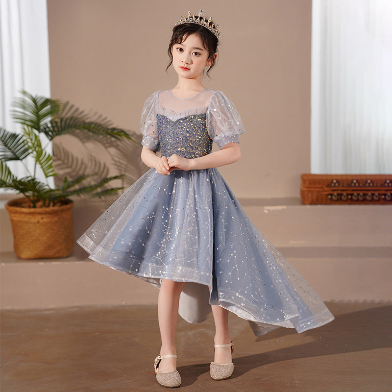 Girls' train dress summer little girl's children's day performance costume party skirt piano recital runway dress for girls