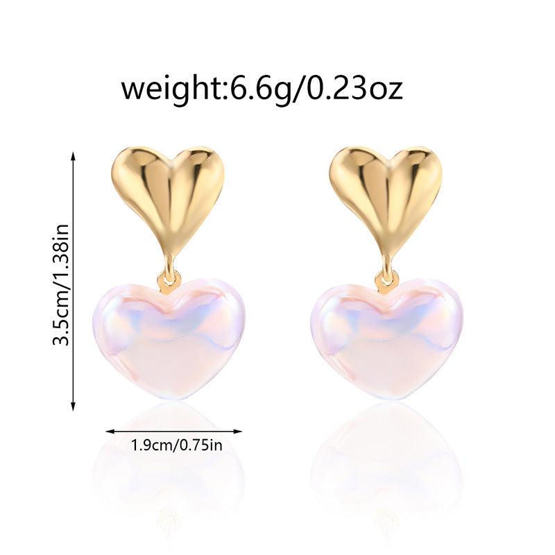 Wholesale heart earrings: european & american cross-border fashion jewelry, versatile alloy dangle earrings, niche & affordable luxury acrylic stud earrings for women