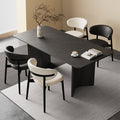 Italian minimalist rectangular dining table and chair set, simple yet luxurious, modern home decor, small apartment black rock slab dining table