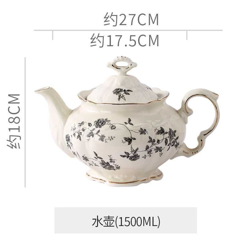 European-style stylish palace style ceramic coffee cup and saucer floral afternoon tea cup teapot milk pot sugar pot stylish combination