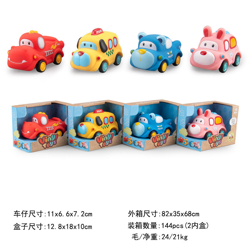 Cross-border export  cartoon toys soft glue animals children inertia car baby q cute car toy car