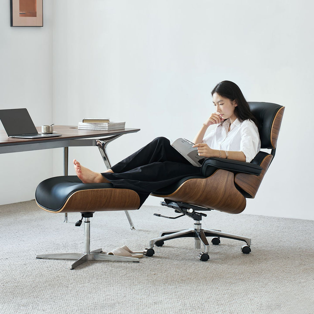 Modern minimalist eames-style swivel chair - office computer chair, executive chair, reclining leather director's chair for home use