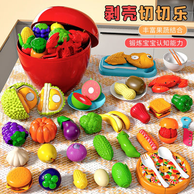 Kids' fruit cutting playset - peel, slice, and chew! early education toy for babies - realistic simulation to enhance cognitive skills