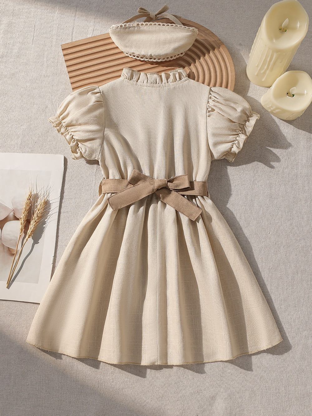 spring/summer new arrival: cross-border pastoral style girls' embroidered dress with headscarf