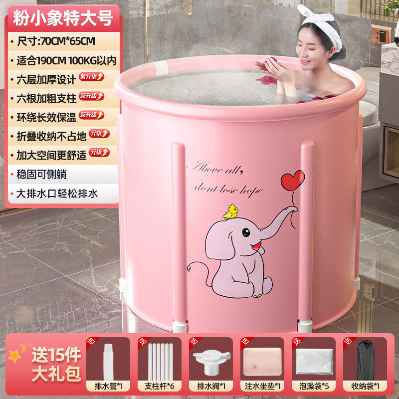 Thickened collapsible bathtub for adults - full body soaking tub with optional heating - home use bathtub for adults and children