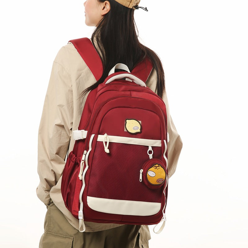 Large capacity backpack women's ins niche style double shoulder bag high school student casual sports backpack men's versatile laptop travel bag