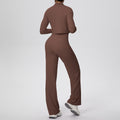pure color brushed tight high-elastic vest wide-leg long three-piece set sports running fitness yoga suit