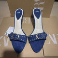 Za2024autumnew arrivalwhite bottom blue pointed toe fashion women's shoes one-shaped buckle daily easiest for match sandals women