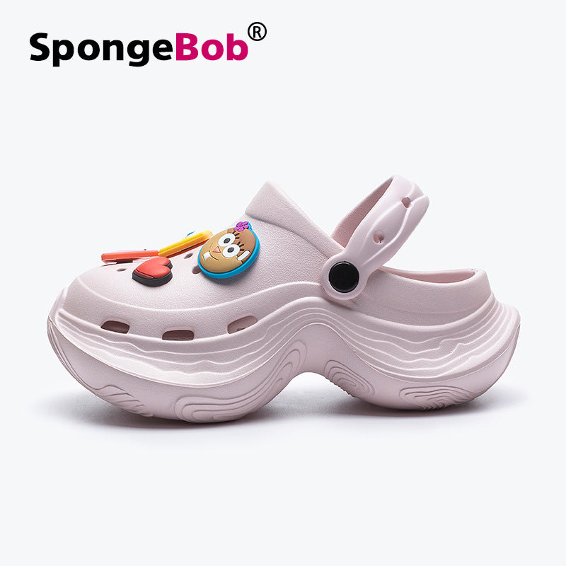 Spongebob squarepants thick sole goddess nightclub high heels crocs summer heightened toe beach sandals women's slippers