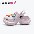 Spongebob squarepants thick sole goddess nightclub high heels crocs summer heightened toe beach sandals women's slippers