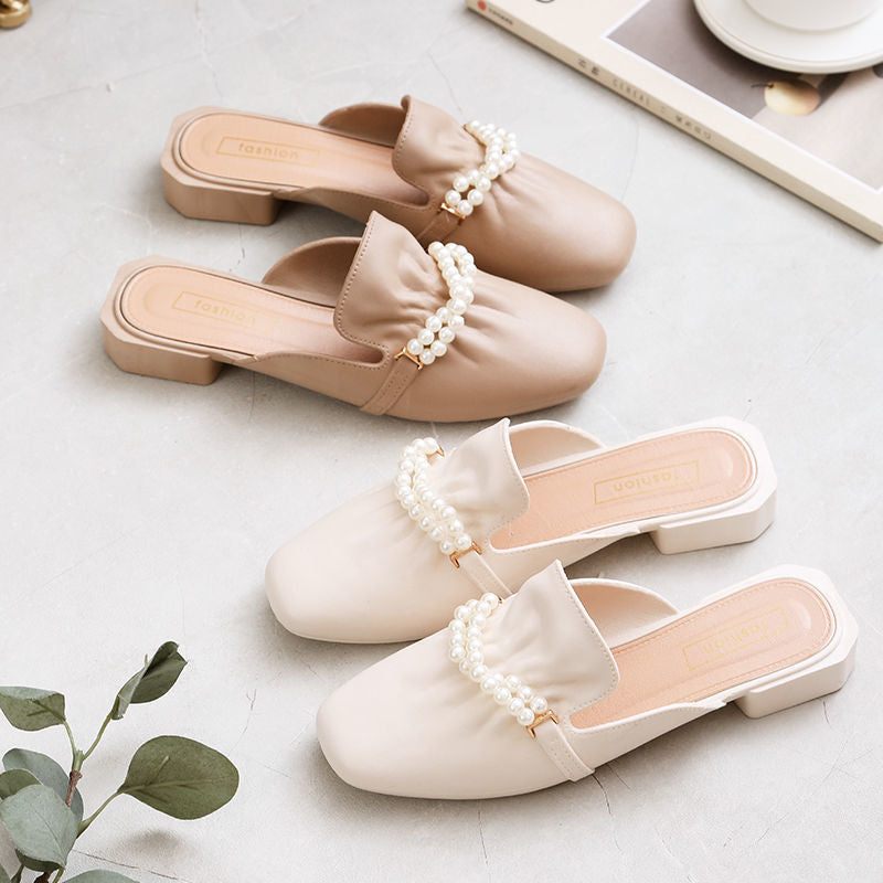 2025 summer women's casual sandals & slides - korean style slip-ons, closed-toe mules, and half-slippers