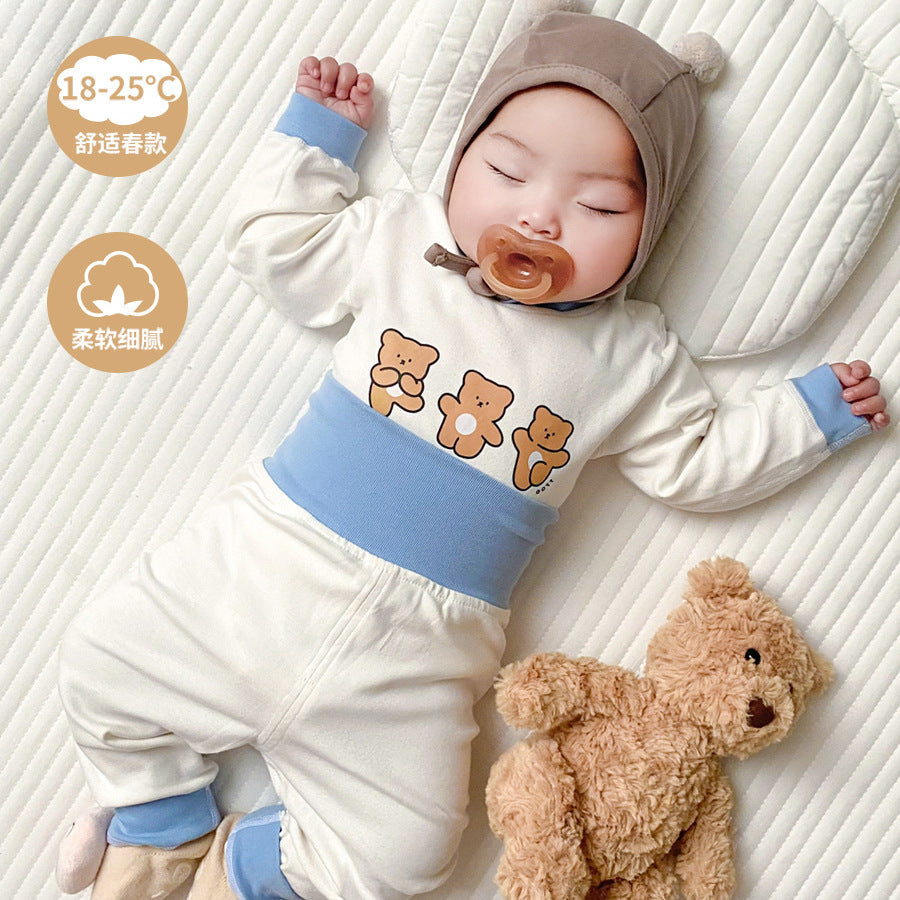 Infant and toddler long-sleeve underwear set - autumn/winter baby pajamas & loungewear - kids' warm, belly-protecting two-piece set