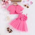 summer toddler sundress + solid color cardigan fashionable sweetheart baby 2-piece set - european & american cross-border direct from manufacturer