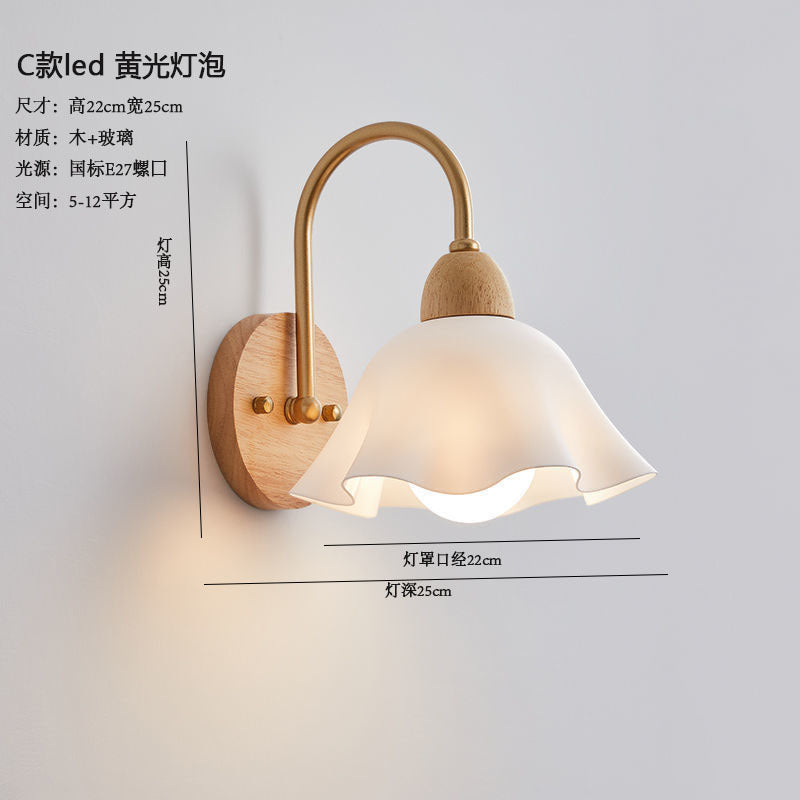 Log wind wall lamp Japanese living room wall lamp wabi wind bedroom bedside lamp B & B universal variety of lighting