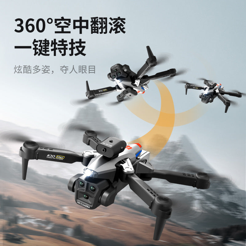 new product k10 drone: obstacle avoidance, triple camera, hd aerial photography, foldable quadcopter, remote control aircraft toy