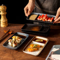 Japanese-style divided plate ceramic dinner plate for home use, single serving creative ceramic sushi plate with sauce dishes, restaurant commercial use