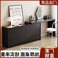 Black light luxury vanity table with drawer cabinet - italian-inspired light luxury bedroom bedside storage cabinet - vintage style mid-century makeup table