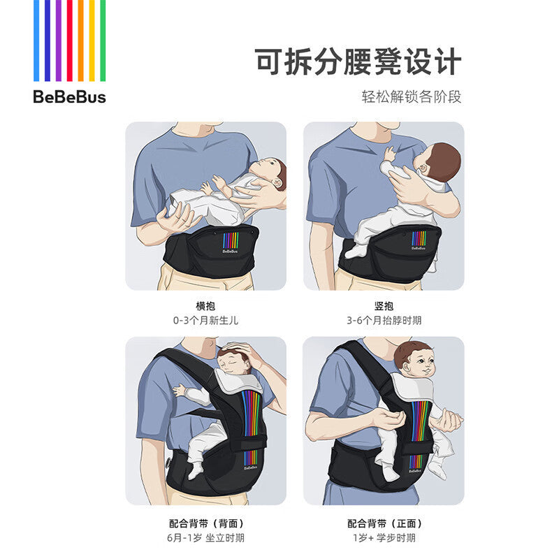 BeBeBus baby waist stool strap breathable and lightweight front and rear dual-purpose baby carrying baby universal children's baby waist stool