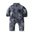 Spring cross-border new arrivalfashion style baby printing khaki romper infant one-piece bow tie one-year-old clothing