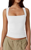 2025 european and american style amazon streetwear hot girl fashion square neck basic slim-fit sleeveless tank top women's undershirt