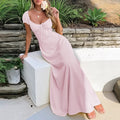 european and american cross-border new solid color fashion bandage pink dress
