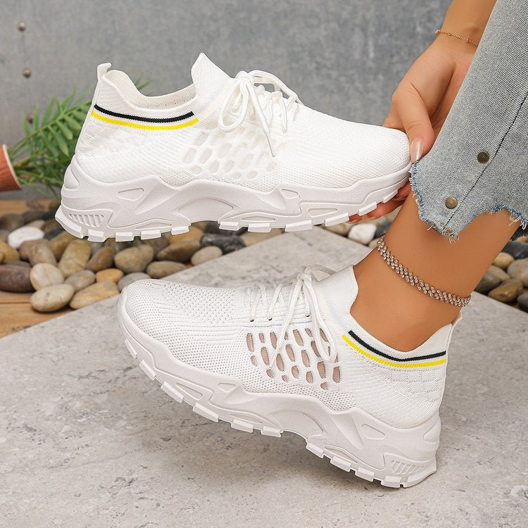 autumn new plus size chunky platform flyknit sneakers for women, export/cross-border trade, sizes 36-43. rush orders accepted. half size increments available