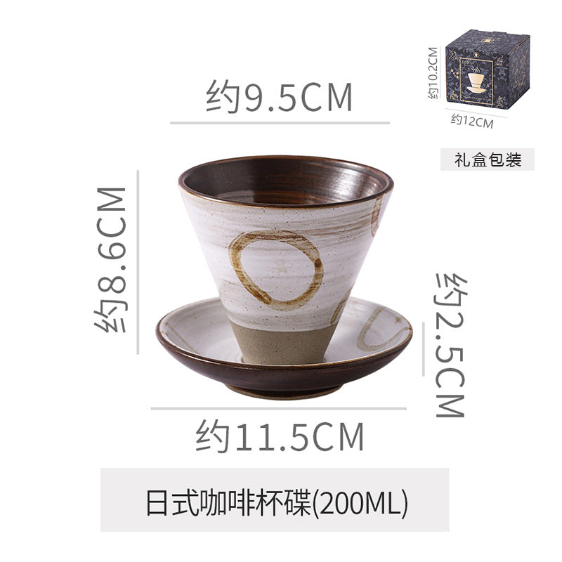 Creative niche style ceramic coffee cup and saucer suitjapanese style mug retro stoneware latte latte cup gift box