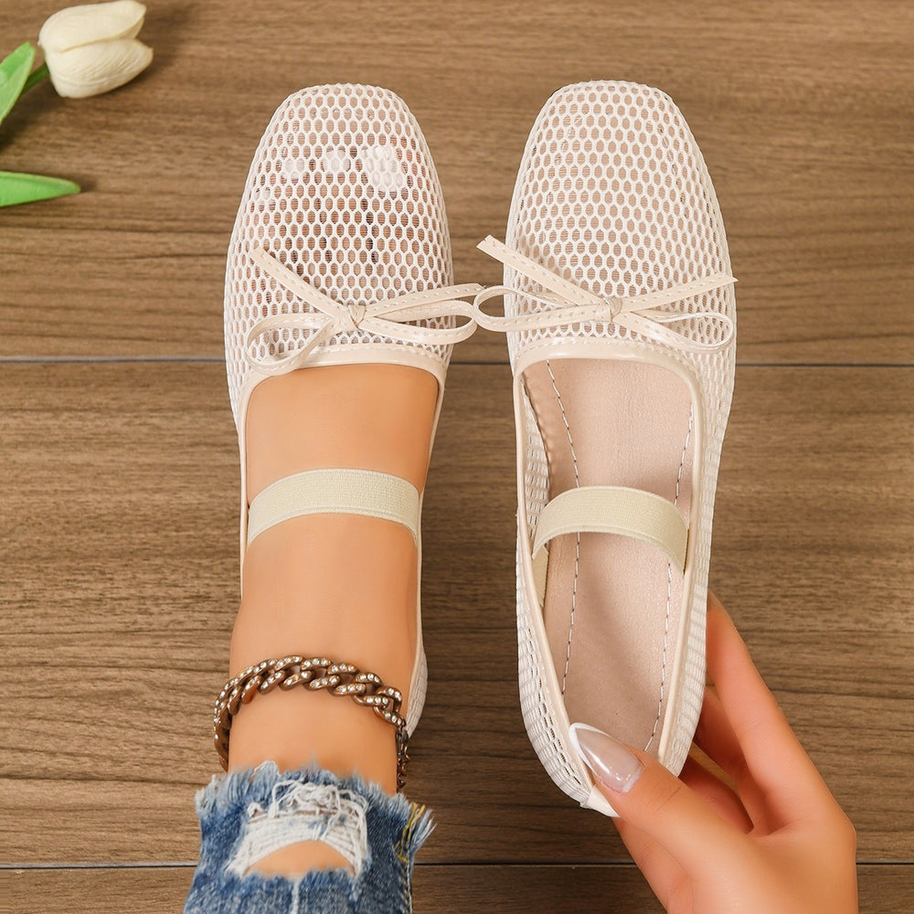 plus sizecut out mary jane bowsflatsflatsnew arrival mesh shoes breathable fashionflatsplaid sandals