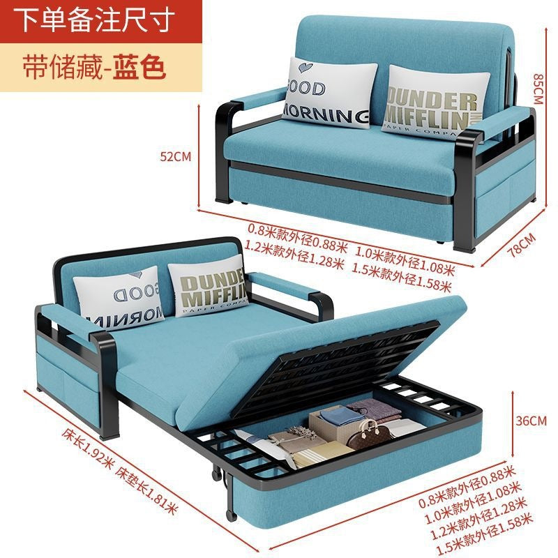 Sofa bed dual-purpose foldable small apartment living room multi-functional telescopic bed popular detachable washable fabric single sofa bed